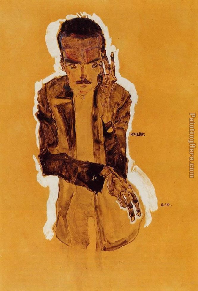 Portrait of Eduard Kismack with Raised Left Hand painting - Egon Schiele Portrait of Eduard Kismack with Raised Left Hand art painting